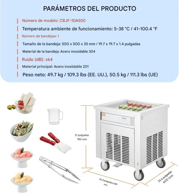 Máquina de rollos de helado frito Vevor - Imagen 6